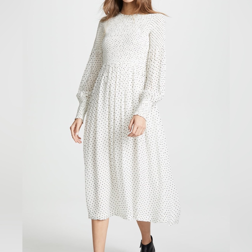 Ganni Rometti Polka Dot Georgette Dress | Size 42 / Large